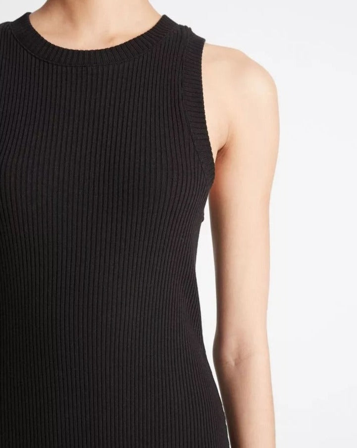 Vince Rib High Neck Tank Dress Black-Vince-Thistle Hill