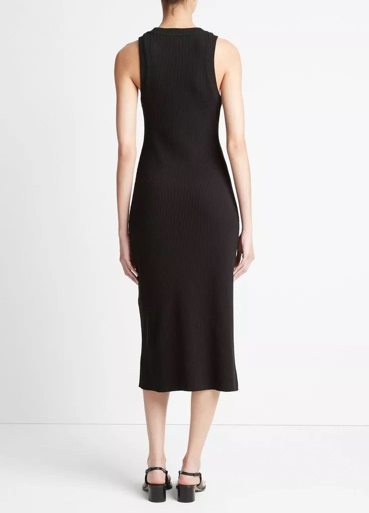 Vince Rib High Neck Tank Dress Black-Vince-Thistle Hill