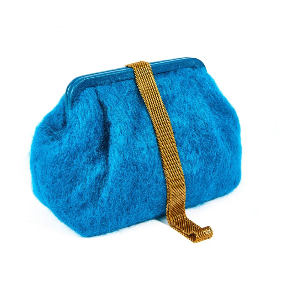 Marian Paquette Susan Mohair Clutch with Vintage Chain Teal