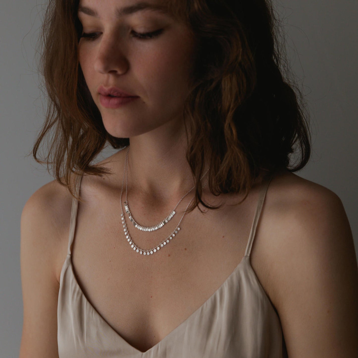 Sia Taylor Silver Tiny Dots Arc Necklace-Sia Taylor-Thistle Hill