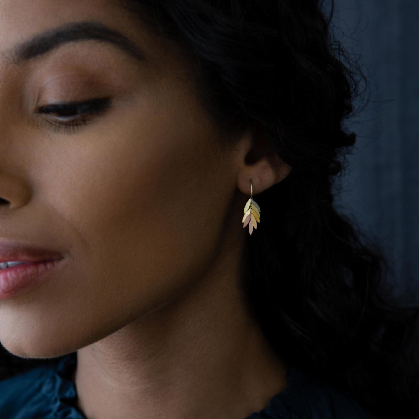 Sia Taylor 18K Small Rainbow Leaf Earrings-Sia Taylor-Thistle Hill