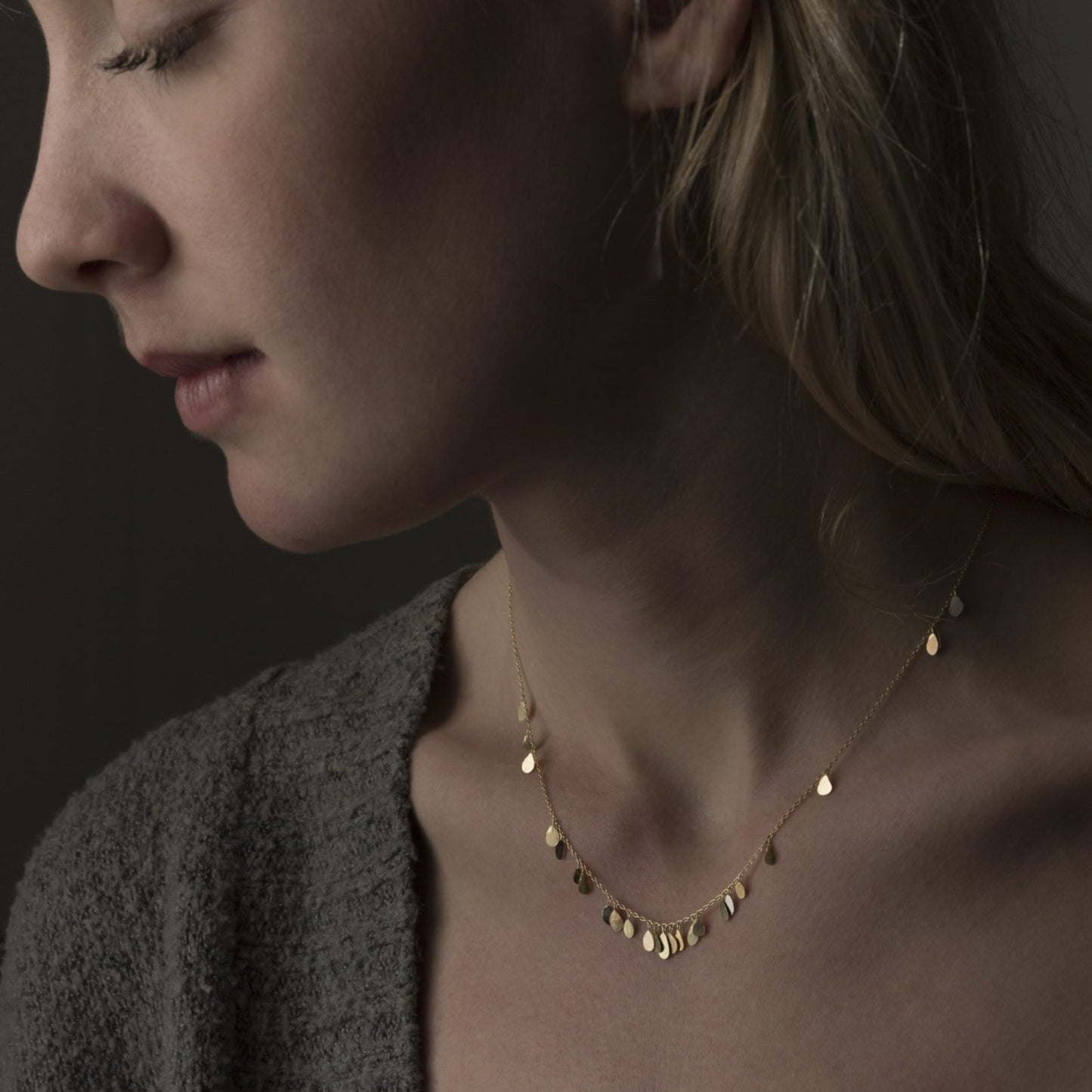 Sia Taylor 18K Raindrop Necklace 17"-Sia Taylor-Thistle Hill