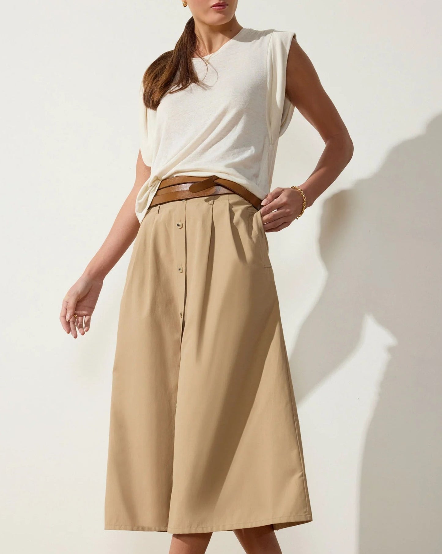 Brochu Walker Teagan Belted Skirt Sahara