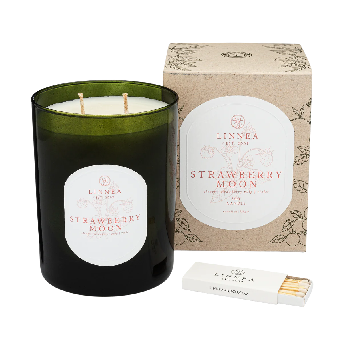 Linnea's Lights Double Wick Candle Strawberry Moon-Linnea's Lights-Thistle Hill