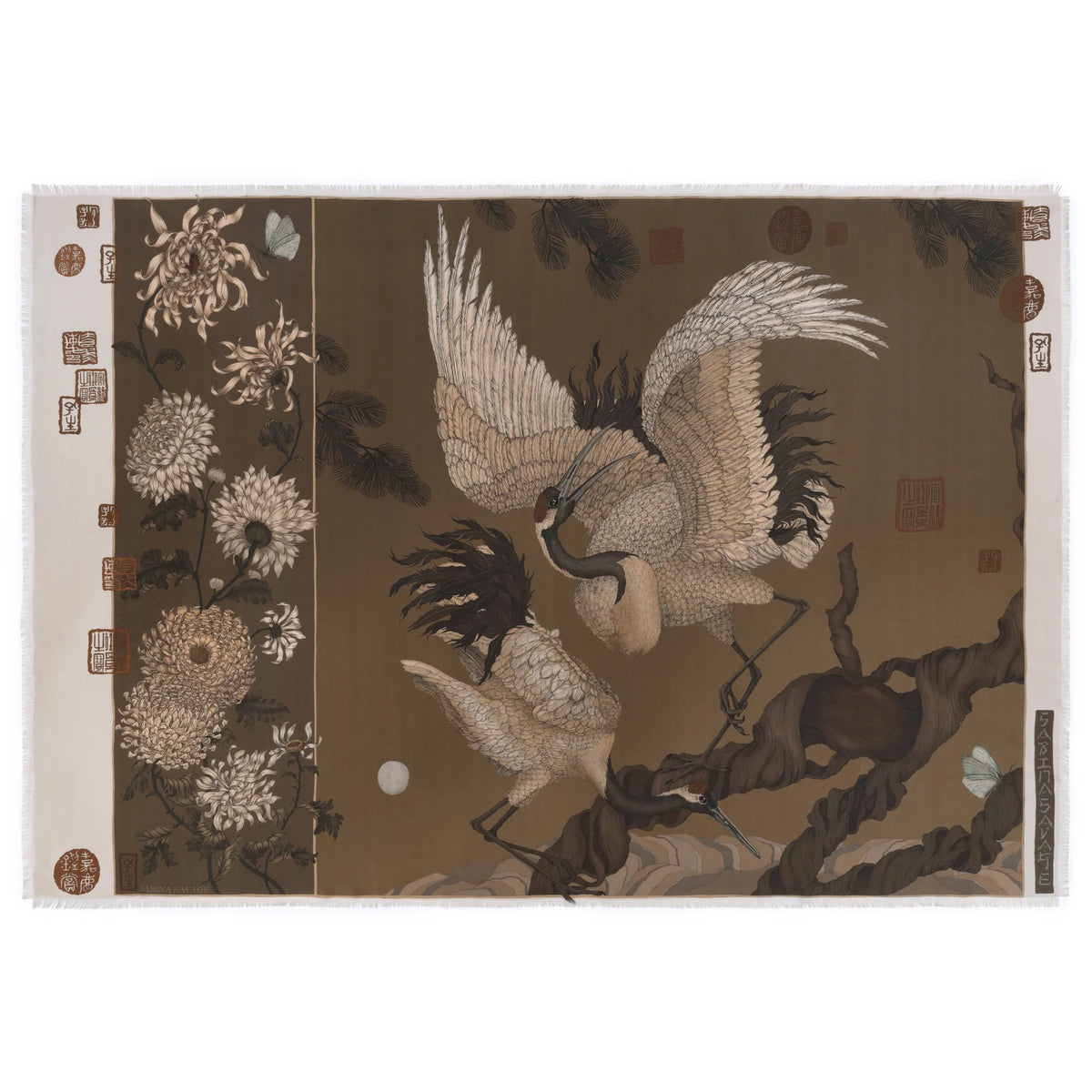 Sabina Savage Wind Dancer, Heaven Caller Silk Twill Rectangle Bronze & Umber-Sabina Savage-Thistle Hill