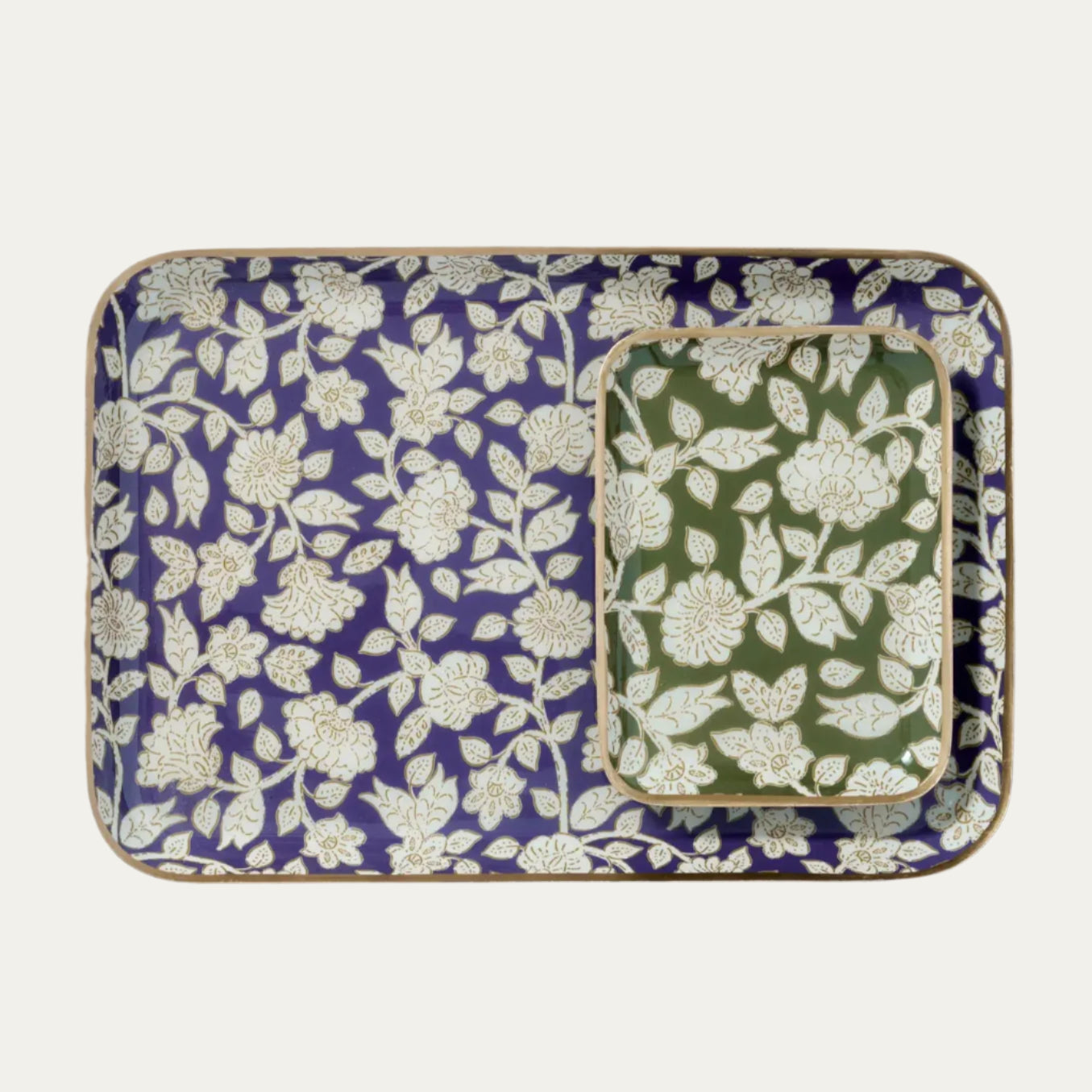 Enameled Metal Tray Flowers Tiny Vert-Thistle Hill-Thistle Hill
