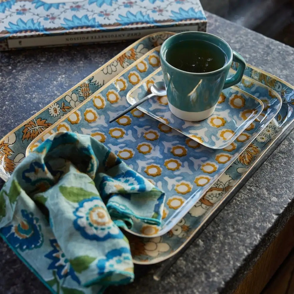 Enameled Metal Tray Vishnu Blue-Thistle Hill-Thistle Hill