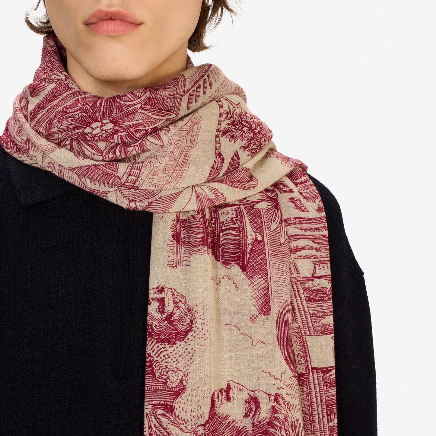 Inoui Editions Scarf 100 Wool Silk Piranesi Red