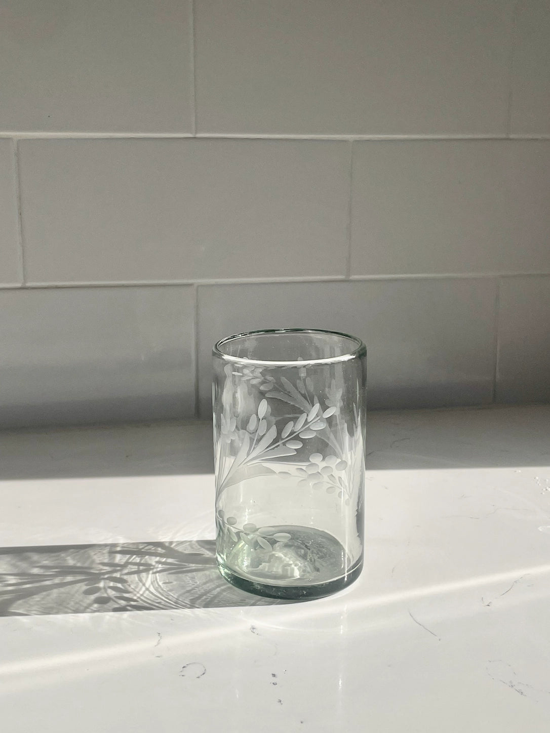 Hand-Etched Tumbler Glass Large-Thistle Hill-Thistle Hill