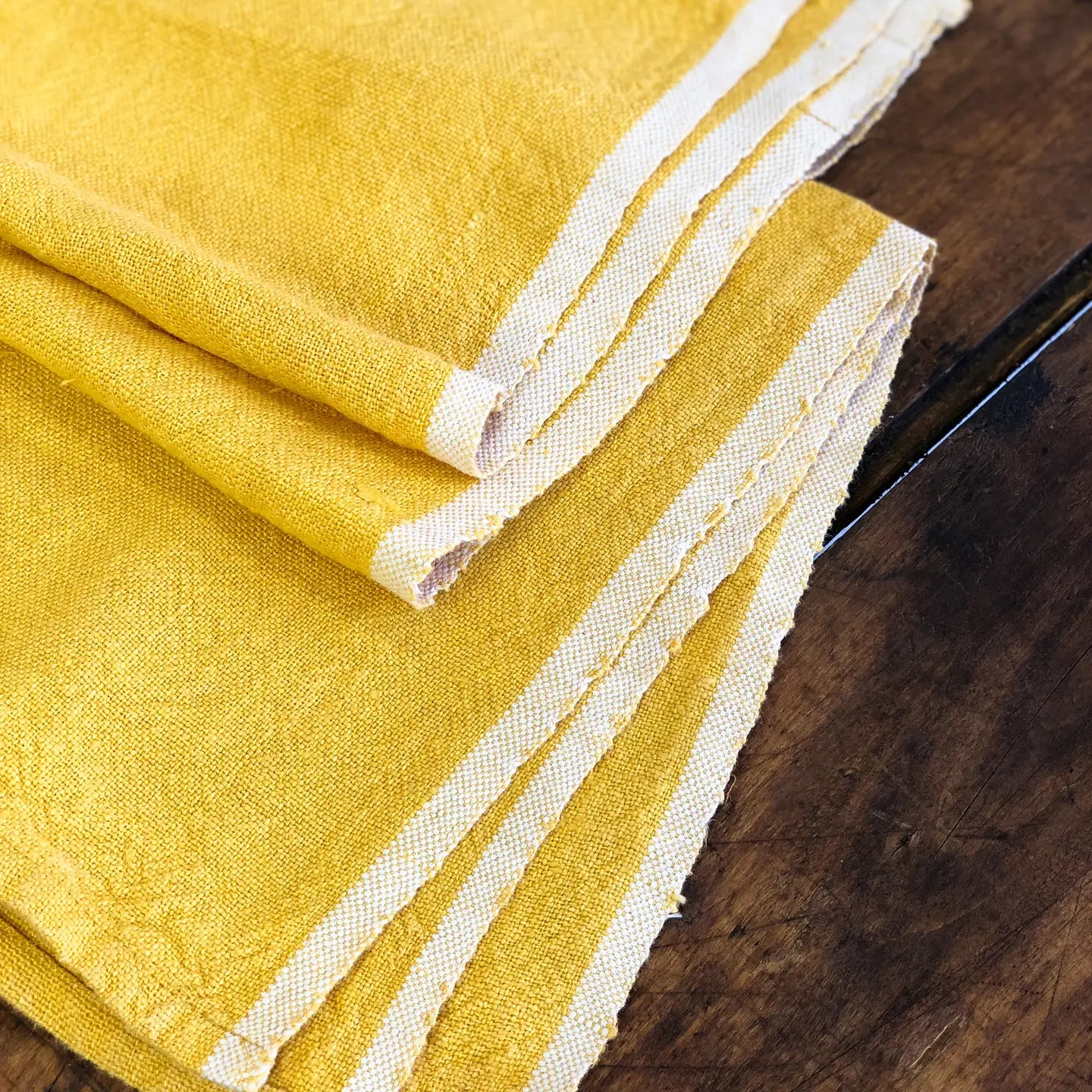 Chunky Linen Mustard Towels Set of 2-Thistle Hill-Thistle Hill