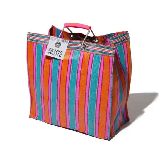 Recycled Stripe shopping Tote Orange x Pink-Thistle Hill-Thistle Hill
