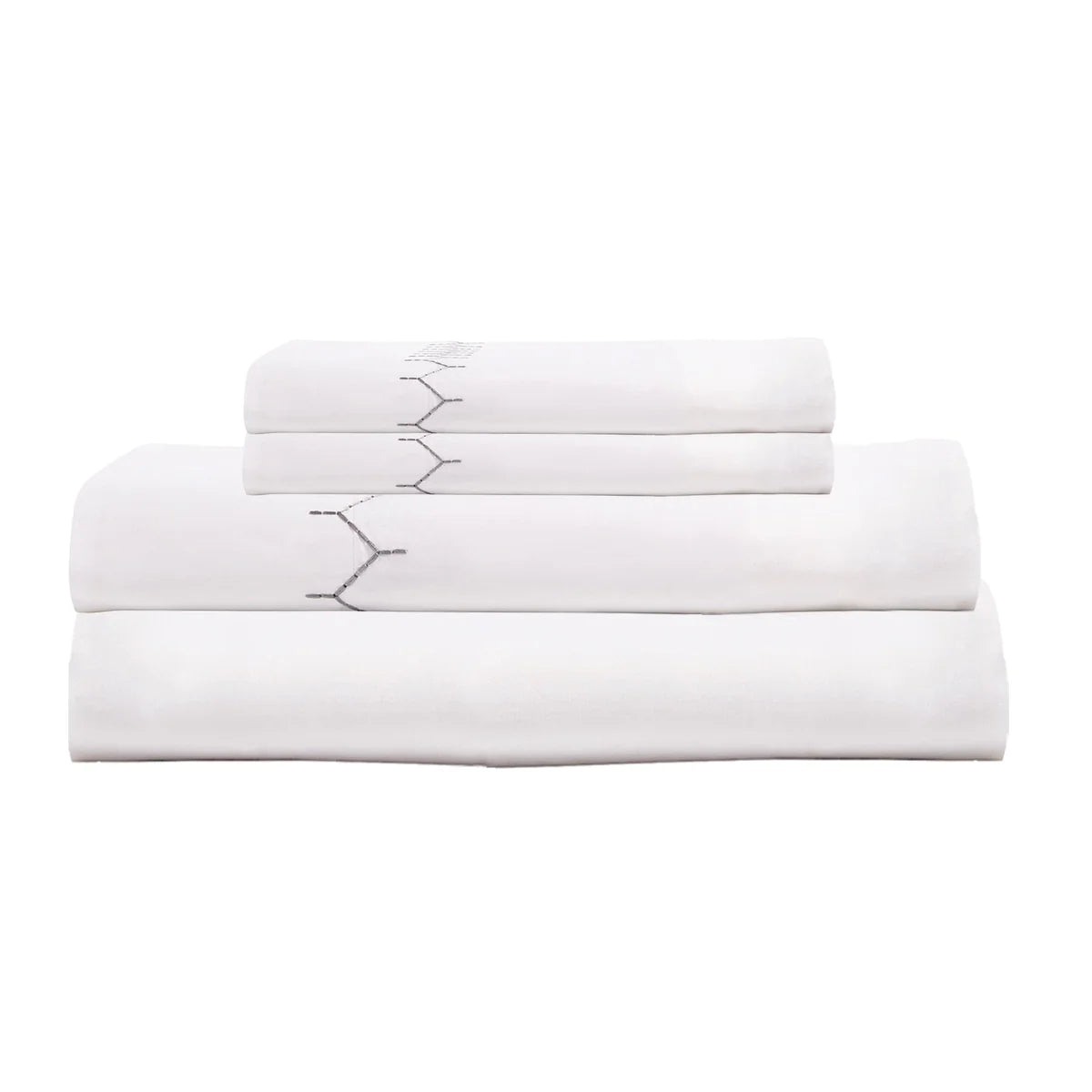 John Robshaw Stitched Cotton Percale Sheeting Gray-John Robshaw-Thistle Hill