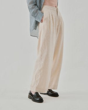 NYMåNE Wes Pleat Pant Natural-NYMåNE-Thistle Hill