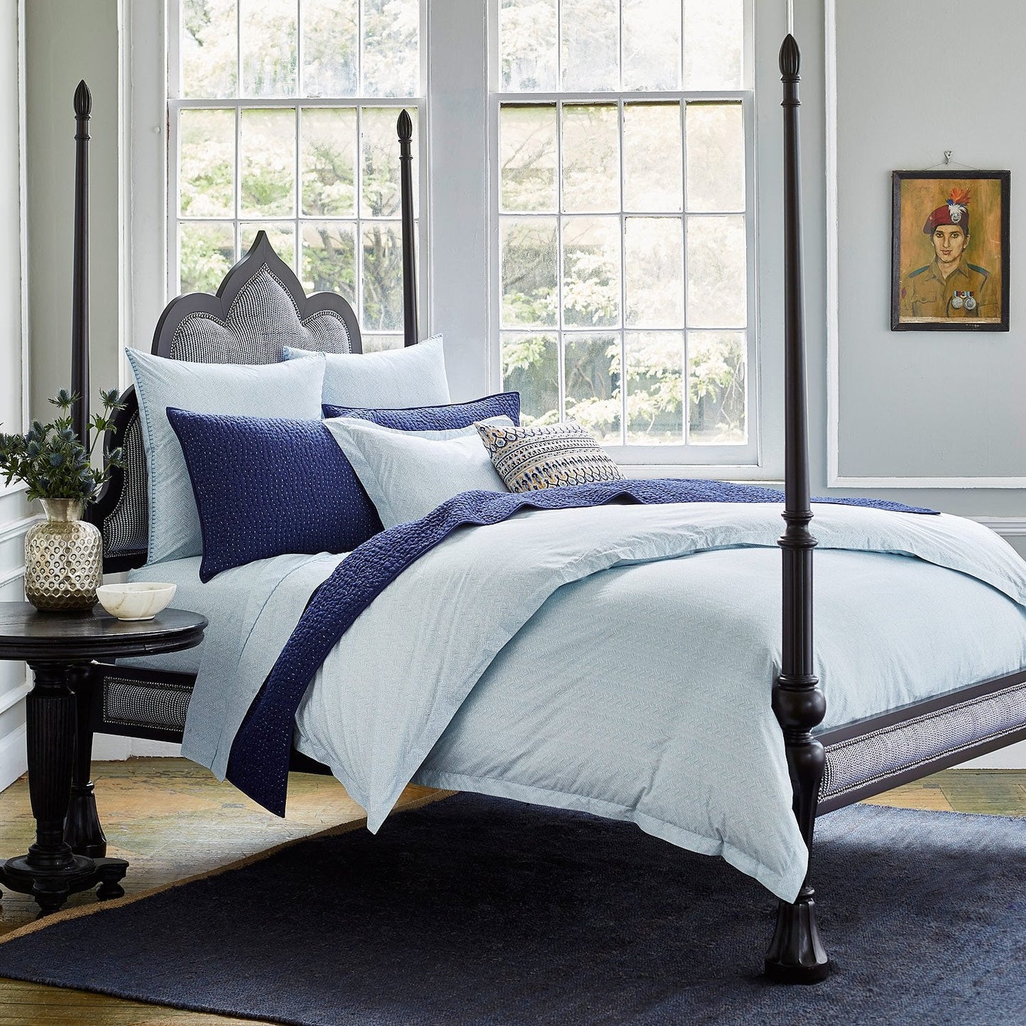 John Robshaw Chevron Light Indigo Duvet-John Robshaw-Thistle Hill