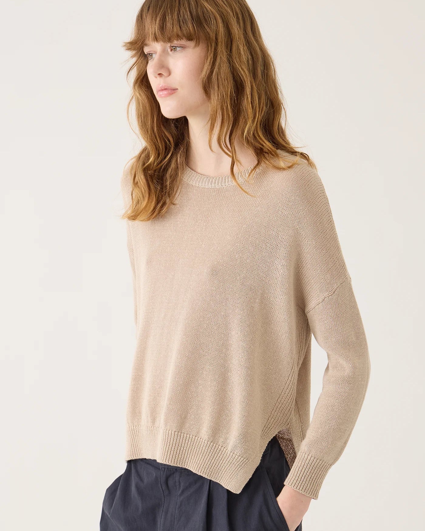 Demylee Nadin Cotton Linen Sweater Pearl Barley-Demylee-Thistle Hill