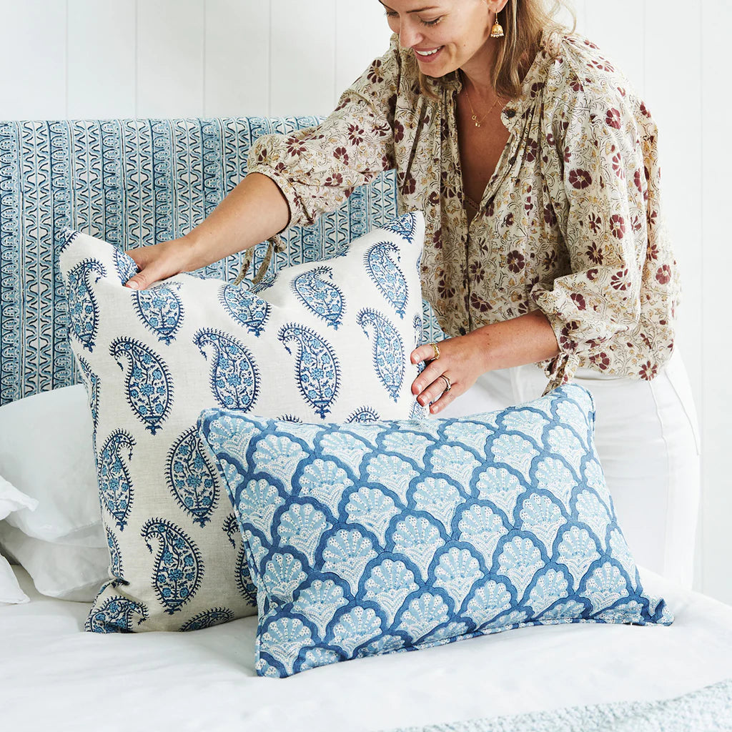 Walter G Paisley Riviera linen cushion-Walter G-Thistle Hill