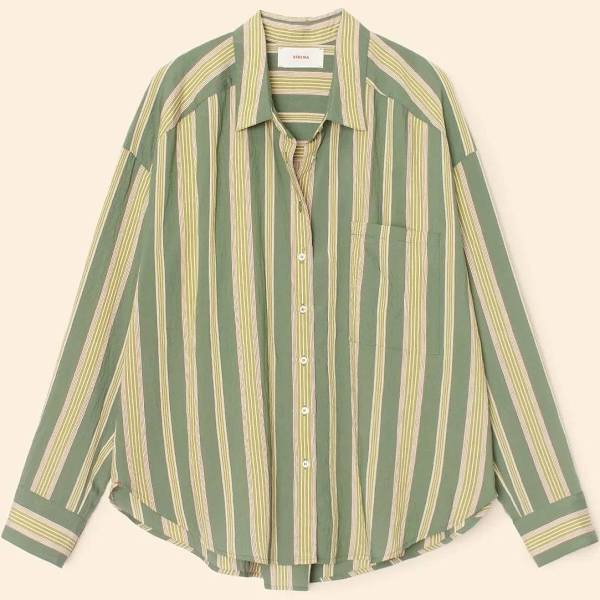 Xirena Jordy Shirt Spruce Stripe-Xirena-Thistle Hill