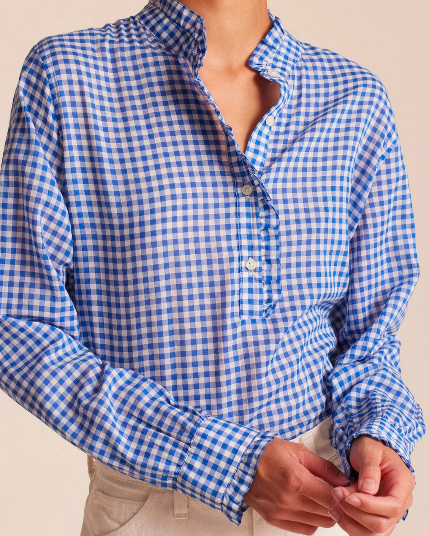 Trovata Breezy Blouse Cobalt Check