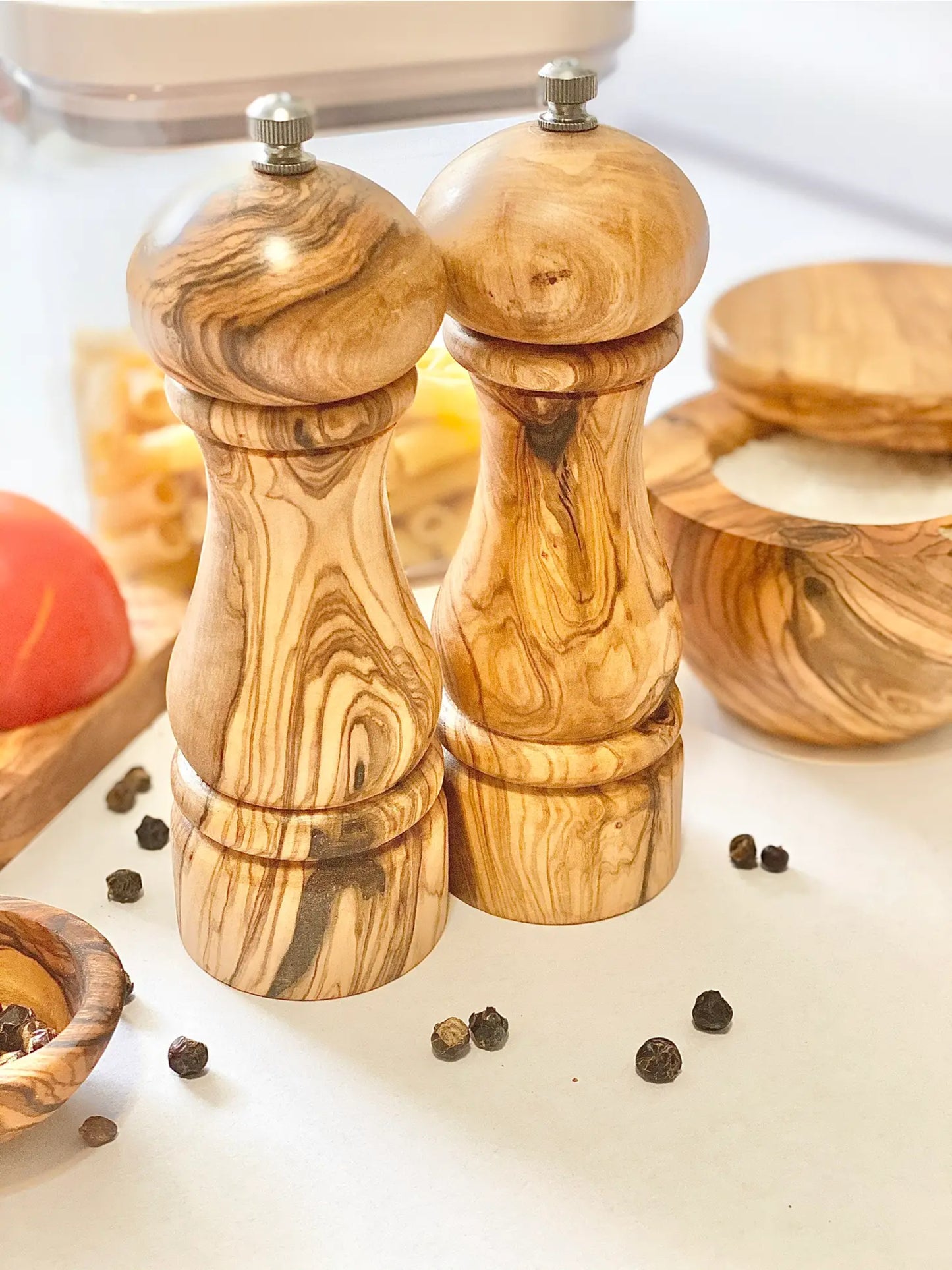 Olive Wood Salt & Peper Mill Set Small-Natural Olive Wood-Thistle Hill