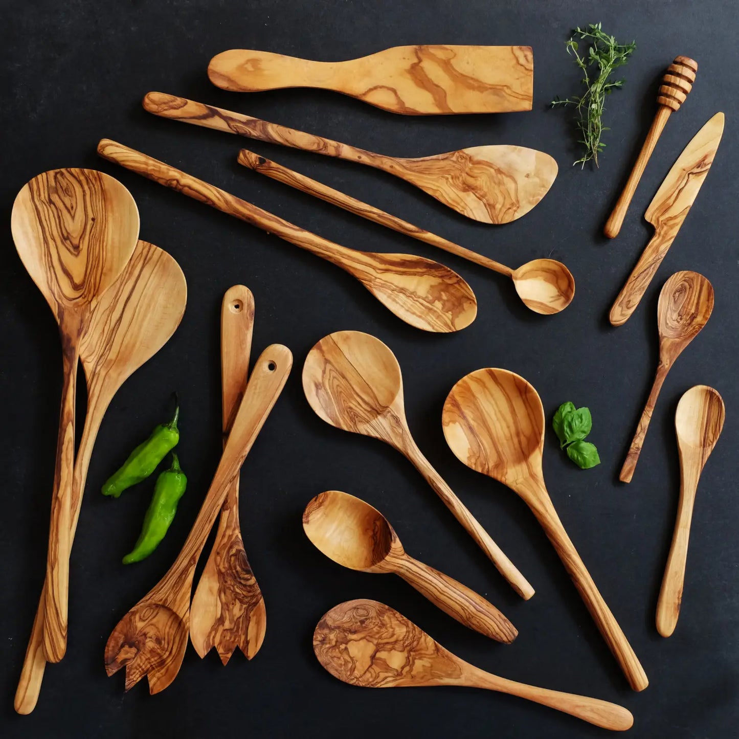 Olive Wood Deep Serving Spoon-Natural Olive Wood-Thistle Hill