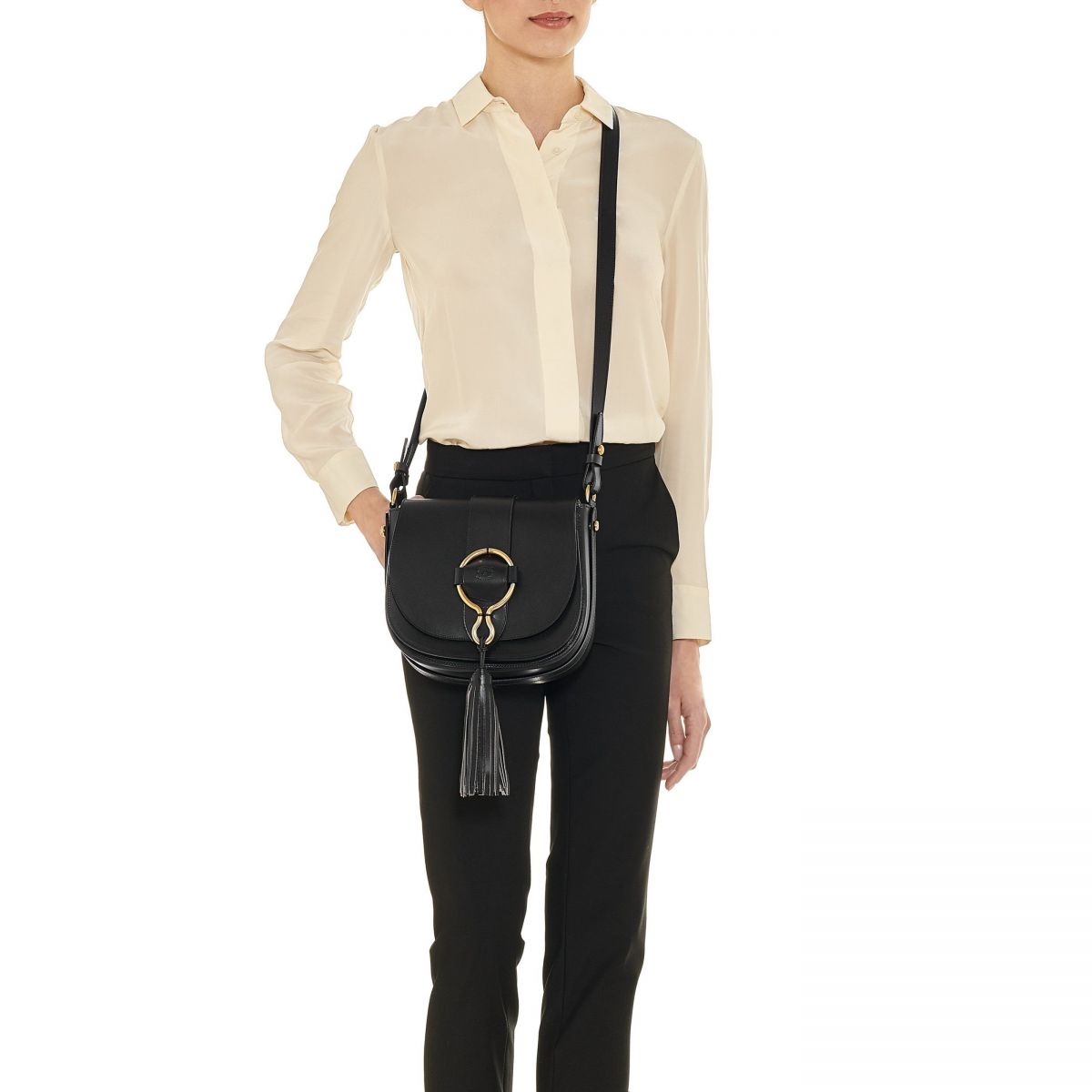 Il Bisonte Loop Large Crossbody Bag Black