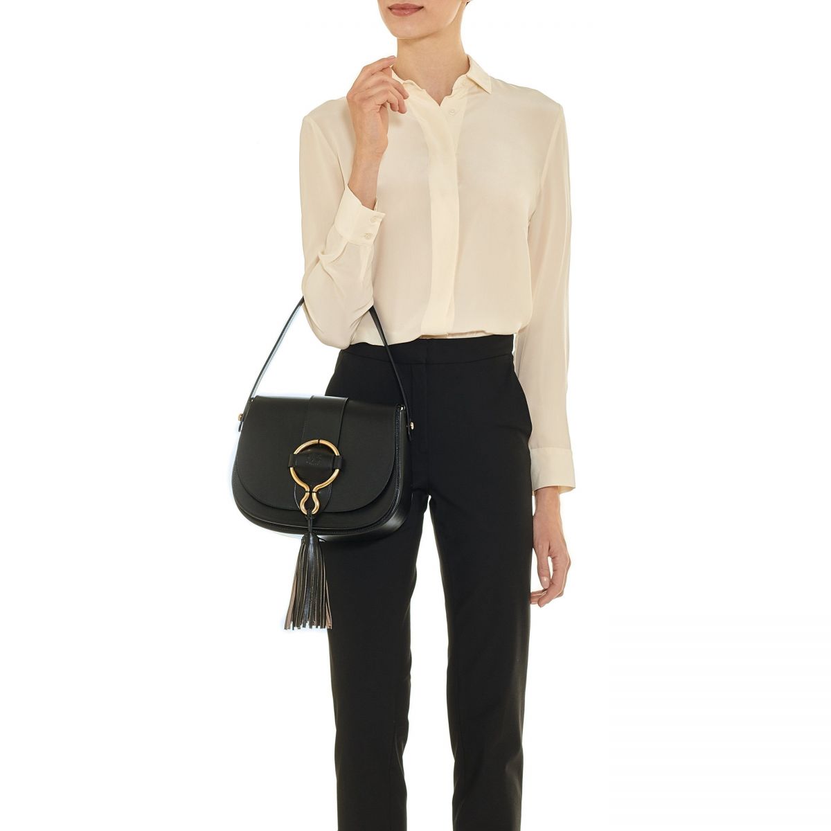 Il Bisonte Loop Large Crossbody Bag Black