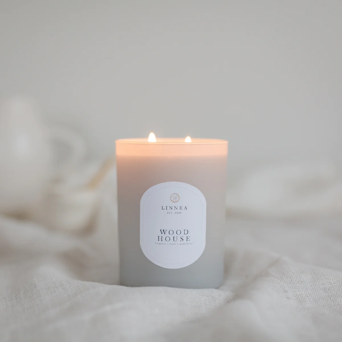 Linnea's Lights Double Wick Candle Wood House-Linnea's Lights-Thistle Hill