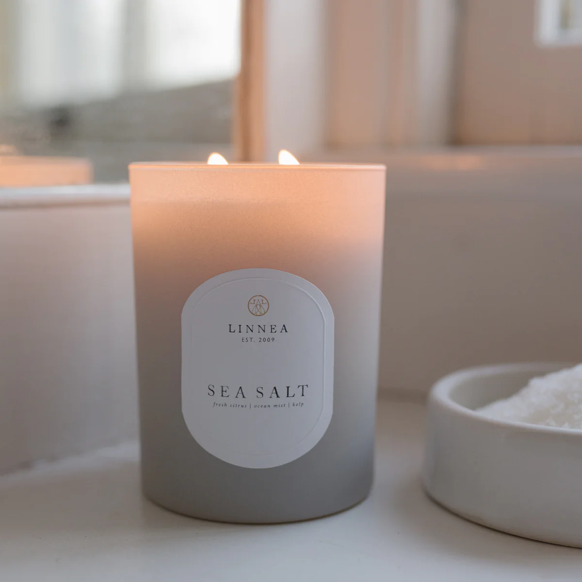 Linnea's Lights Double Wick Candle Sea Salt-Linnea's Lights-Thistle Hill