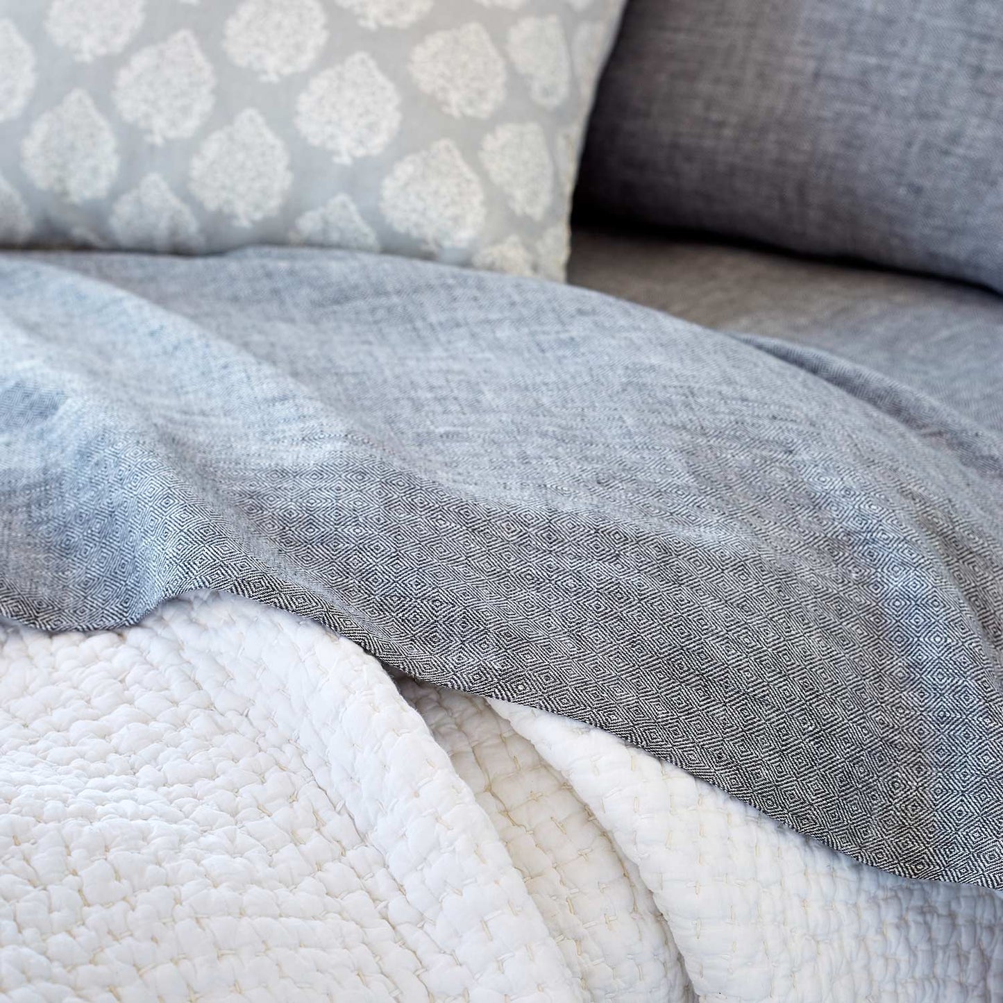 John Robshaw Hand Stitched Coverlet White-John Robshaw-Thistle Hill