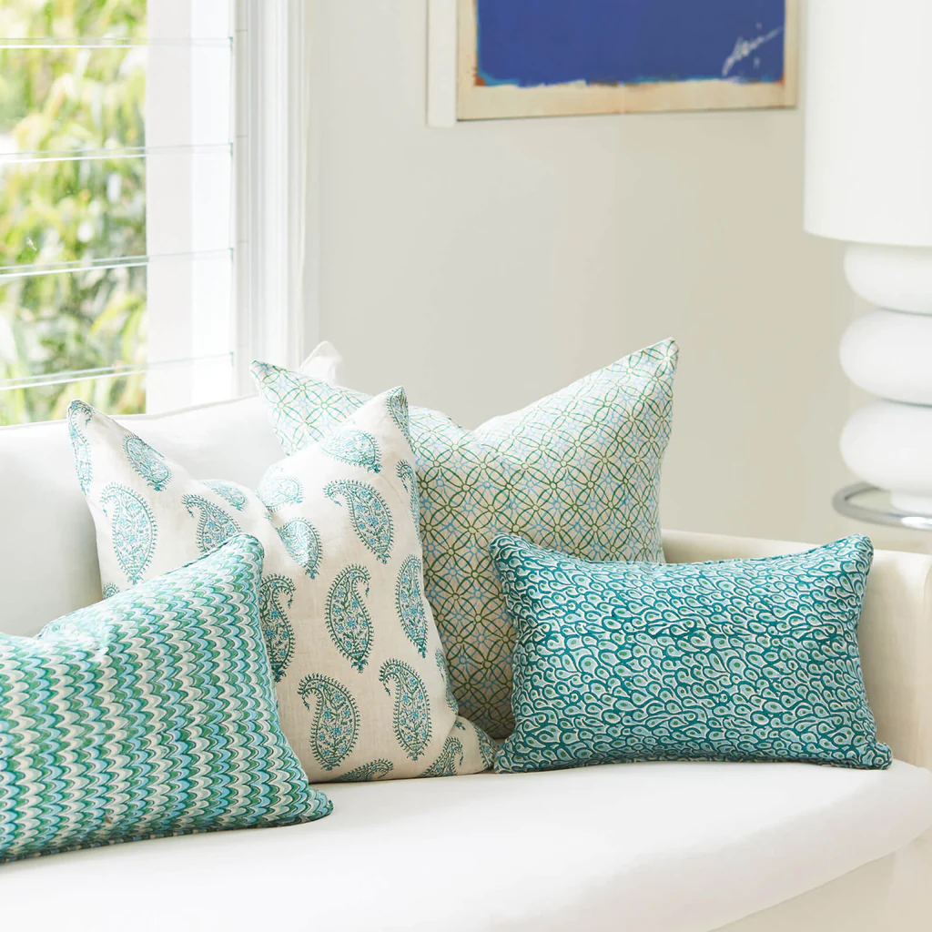 Walter G Paisley Emerald Linen Cushion-Walter G-Thistle Hill
