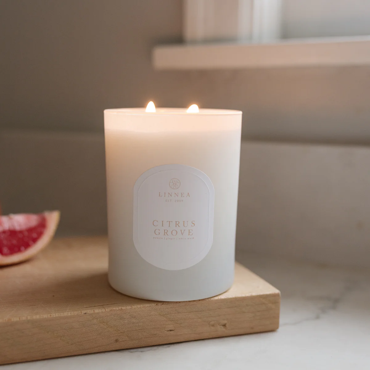 Linnea's Lights Double Wick Candle Citrus Grove