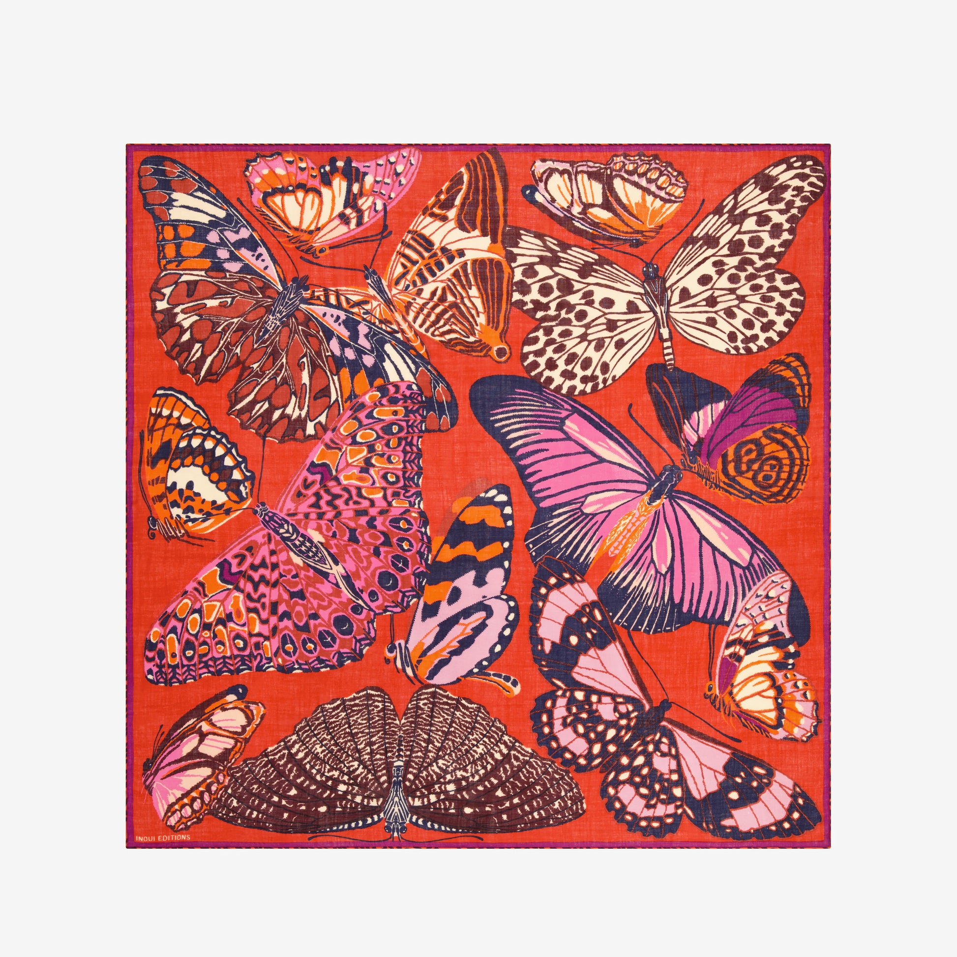 Inoui Editions 130 Papillons Red Scarf-Inoui Editions-Thistle Hill