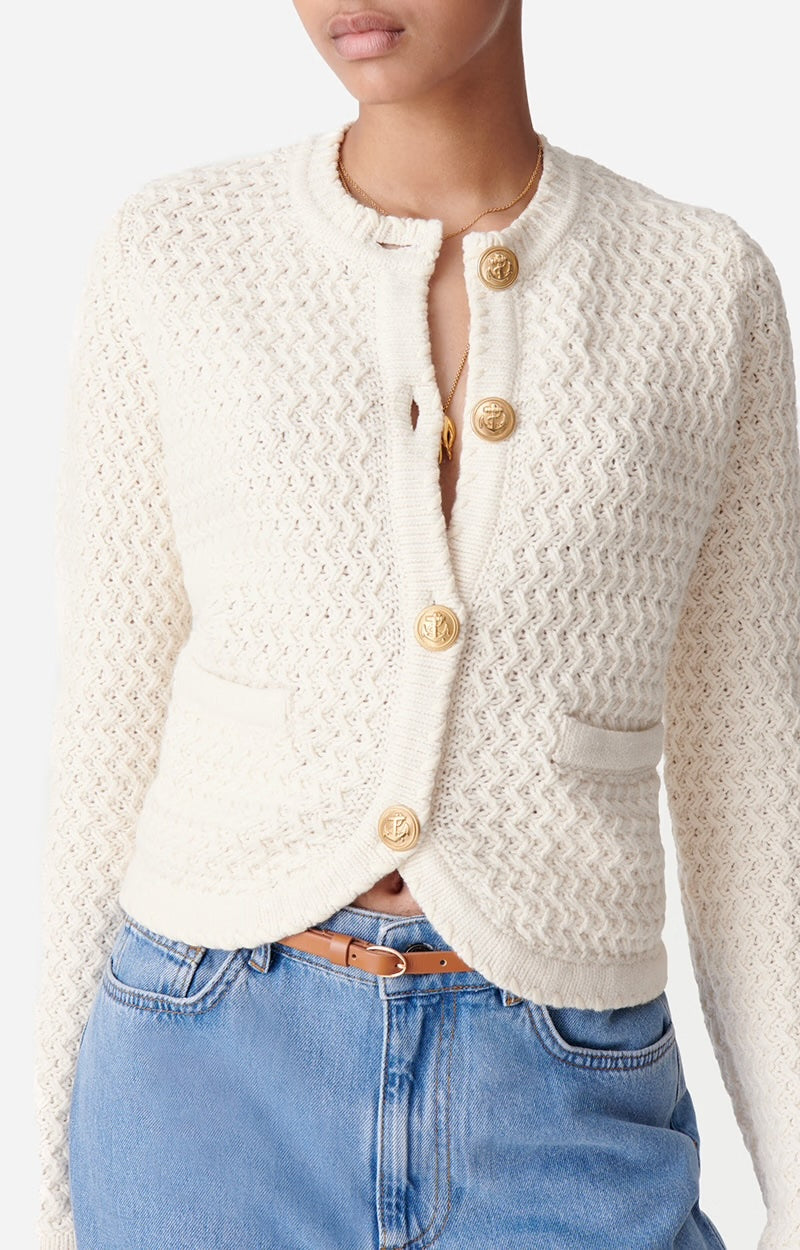 Vanessa Bruno Dorina Cardigan Ecru-Vanessa Bruno-Thistle Hill