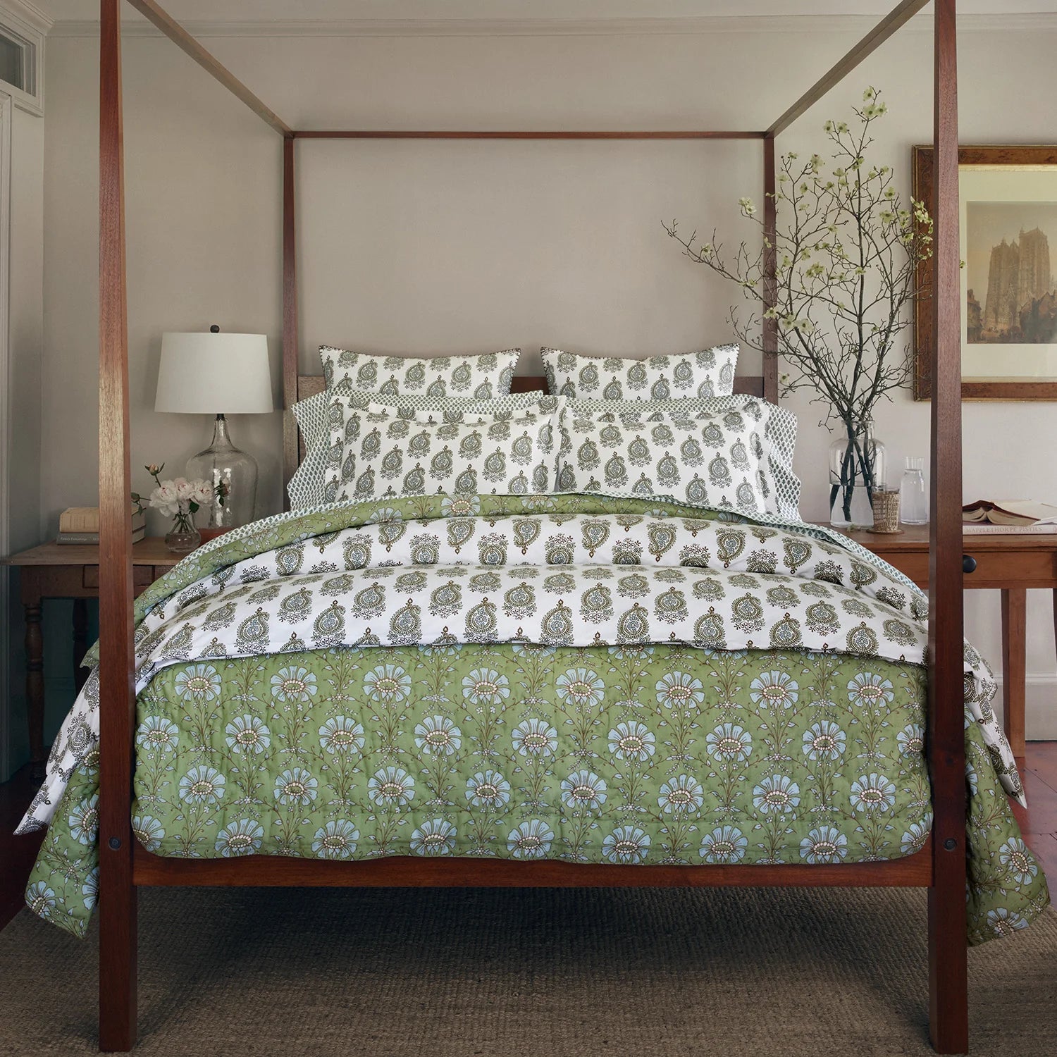 John Robshaw Jeeva Sage Quilt-John Robshaw-Thistle Hill