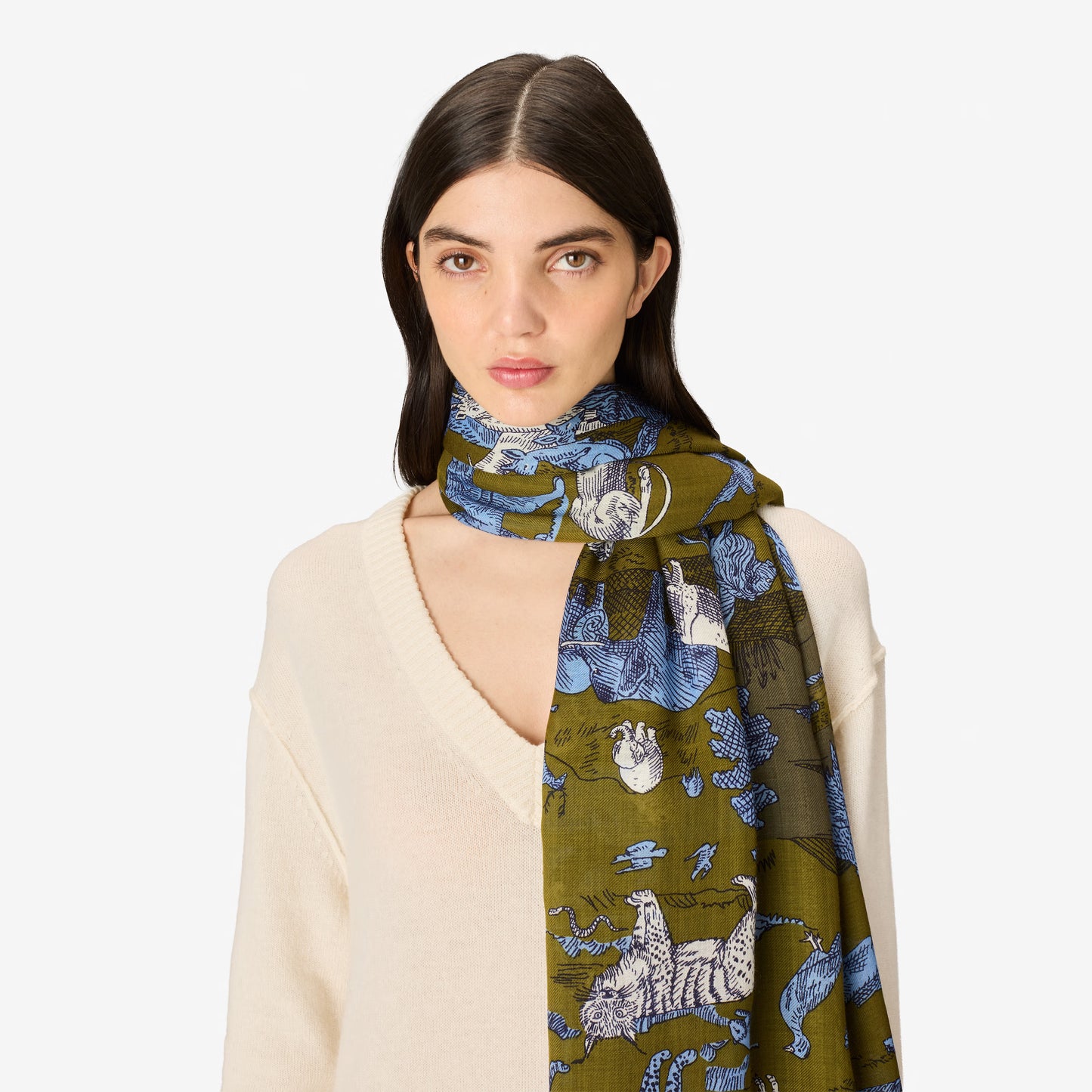 Inoui Editions Scarf 130 Reverie Khaki-Inoui Editions-Thistle Hill