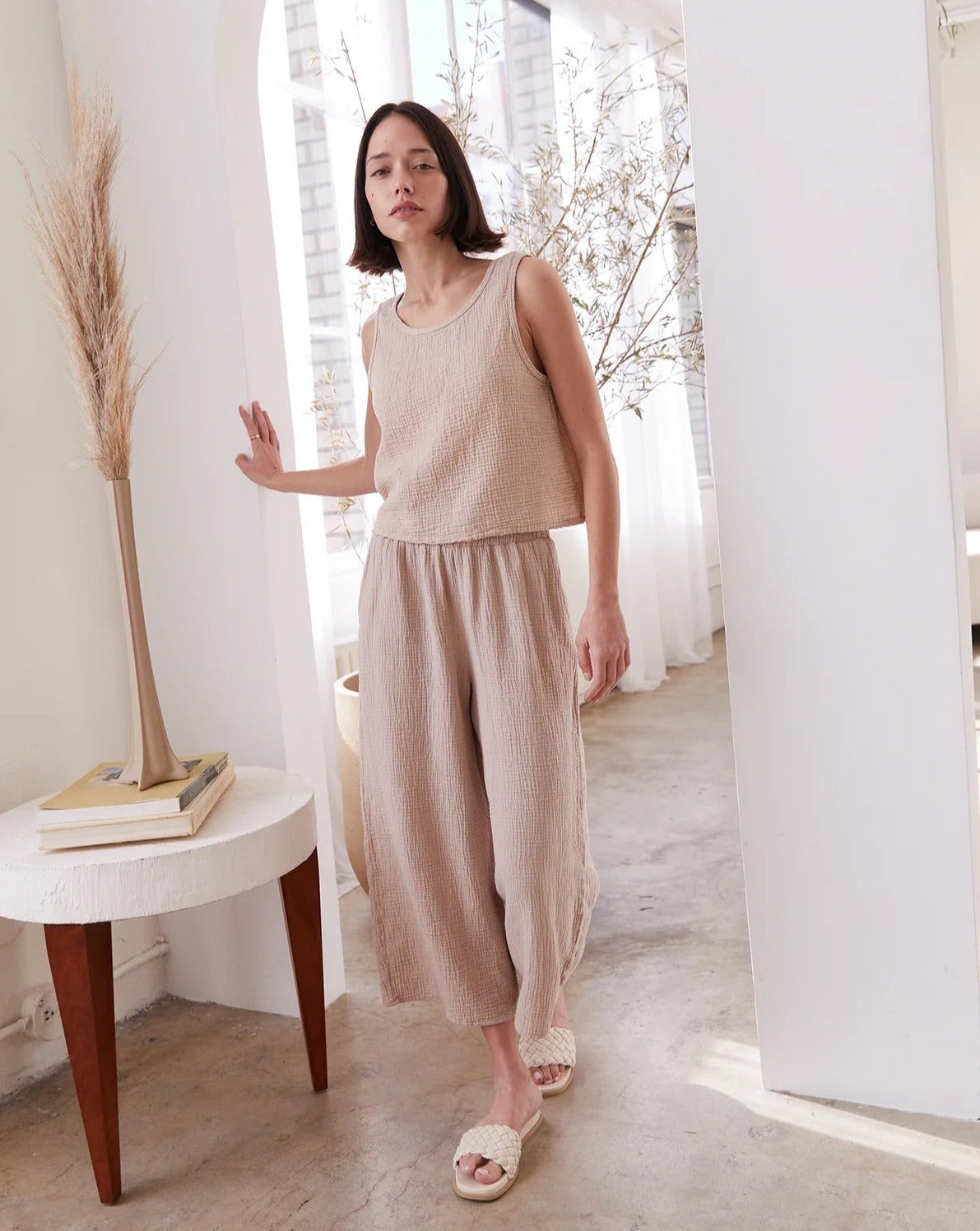 It is Well L.A. Easy Wide Gauze Pant Sand Beige-It is Well-Thistle Hill