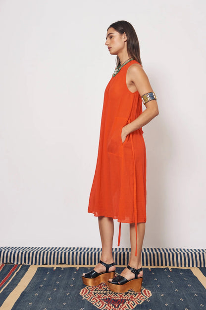 Raquel Allegra Zambia Tank Dress Tomato