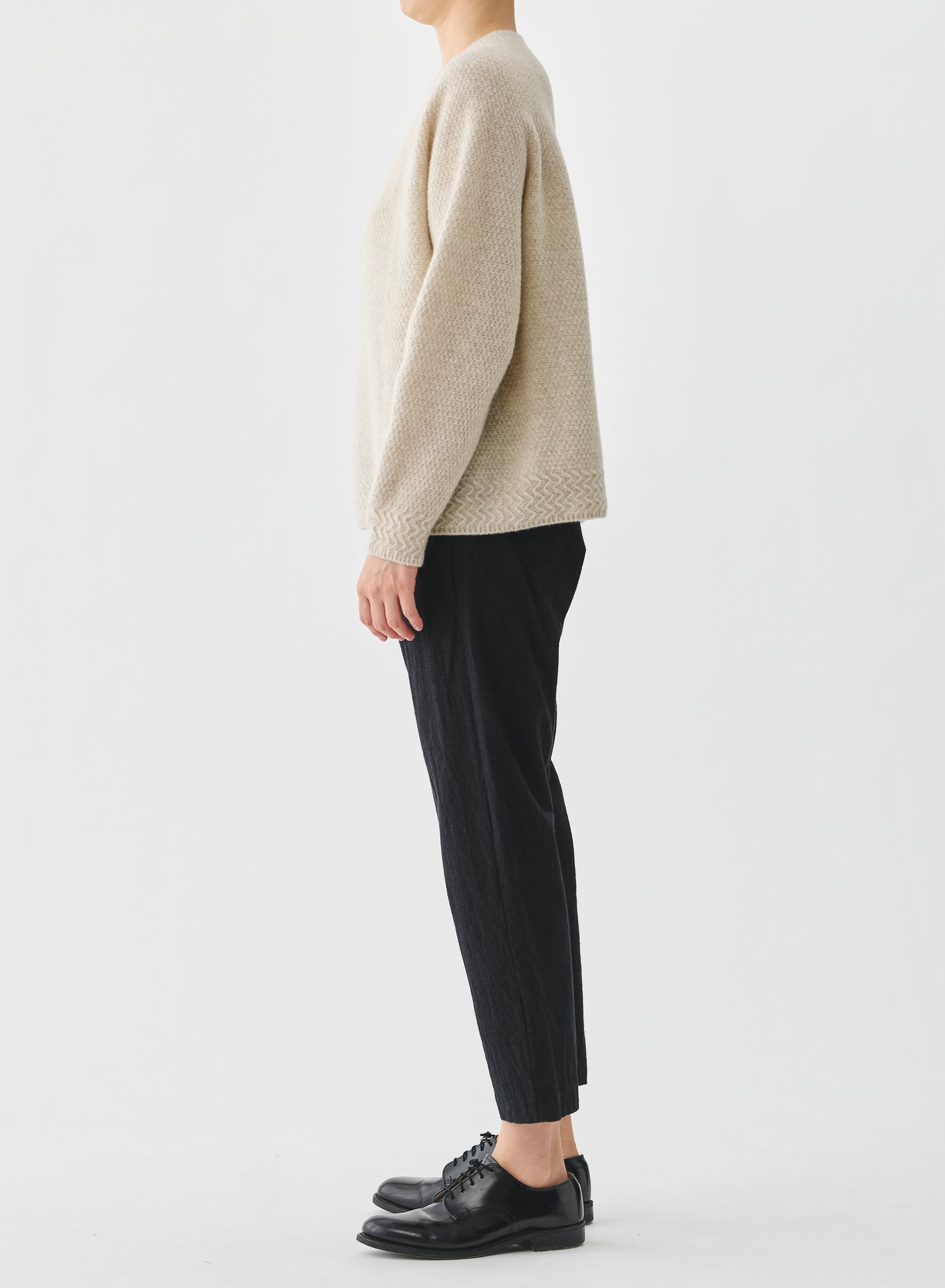 Pas de Calais Cashmere Crew Neck Knit Pullover Natural-Pas De Calais-Thistle Hill