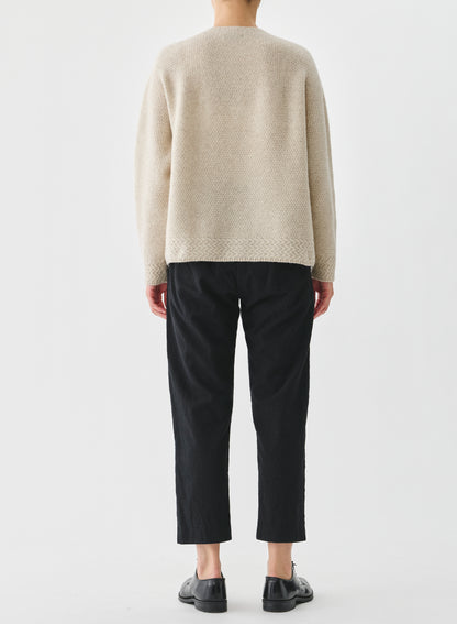 Pas de Calais Cashmere Crew Neck Knit Pullover Natural-Pas De Calais-Thistle Hill