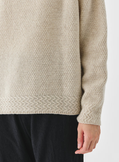 Pas de Calais Cashmere Crew Neck Knit Pullover Natural-Pas De Calais-Thistle Hill