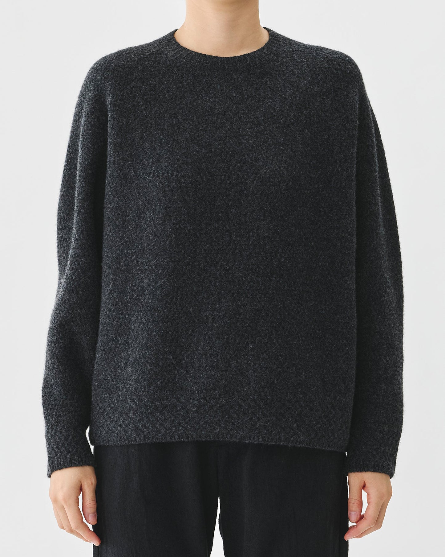 Pas de Calais Cashmere Crew Neck Knit Pullover Charcoal-Pas De Calais-Thistle Hill