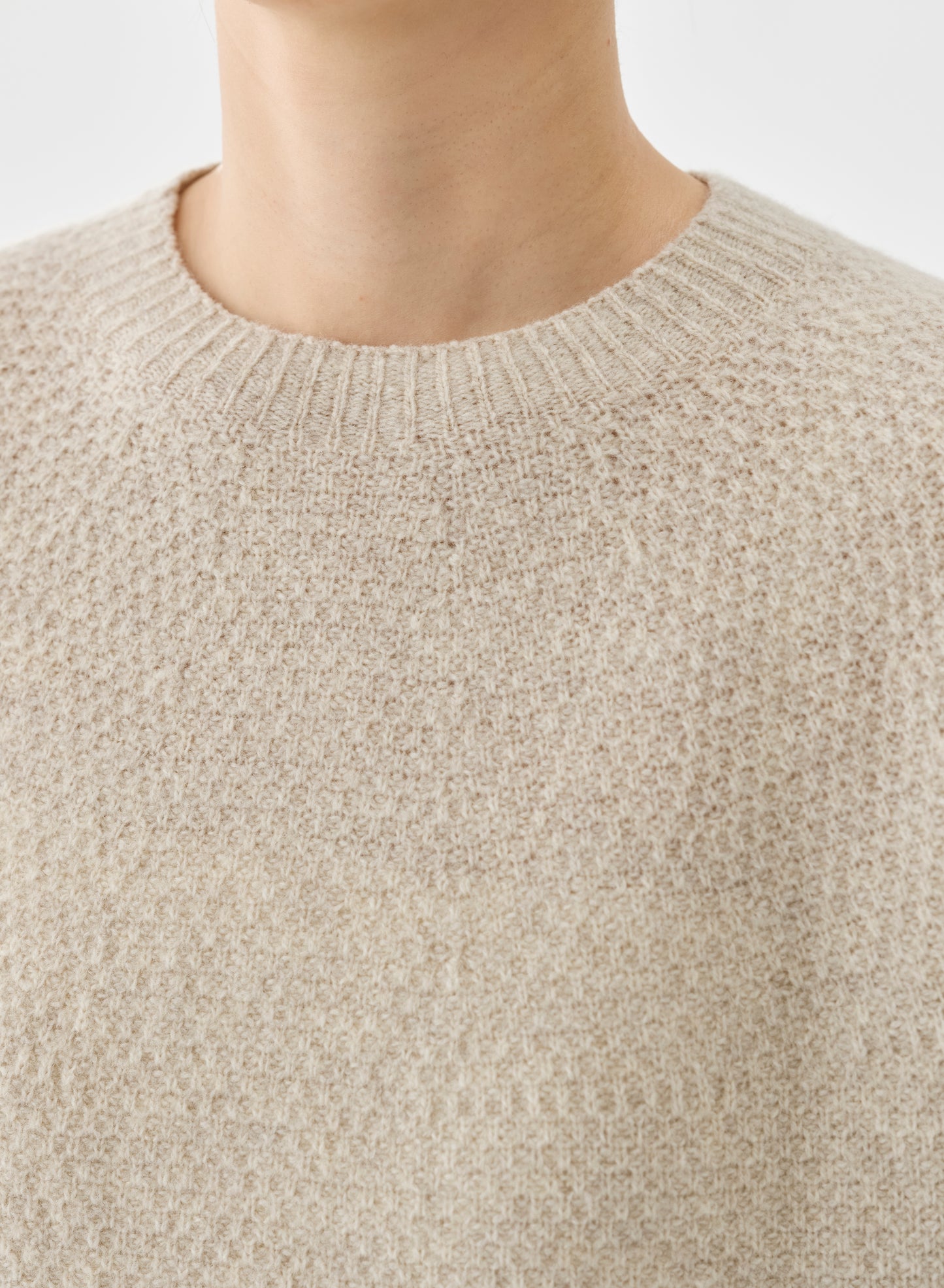 Pas de Calais Cashmere Crew Neck Knit Pullover Natural-Pas De Calais-Thistle Hill