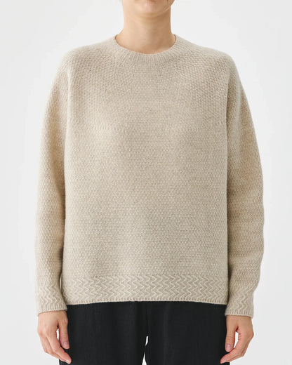 Pas de Calais Cashmere Crew Neck Knit Pullover Natural-Pas De Calais-Thistle Hill