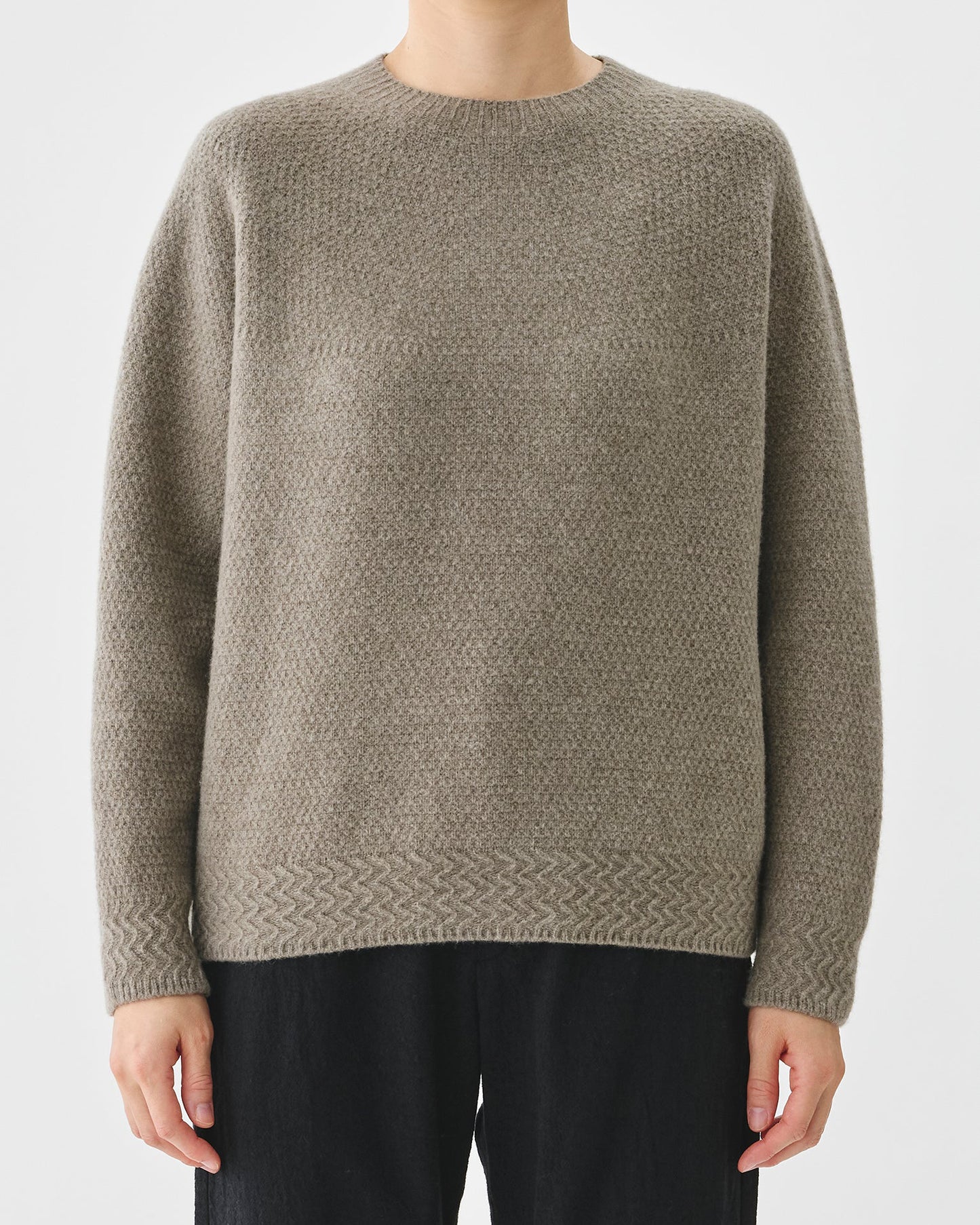 Pas de Calais Cashmere Crew Neck Knit Pullover Greige-Pas De Calais-Thistle Hill