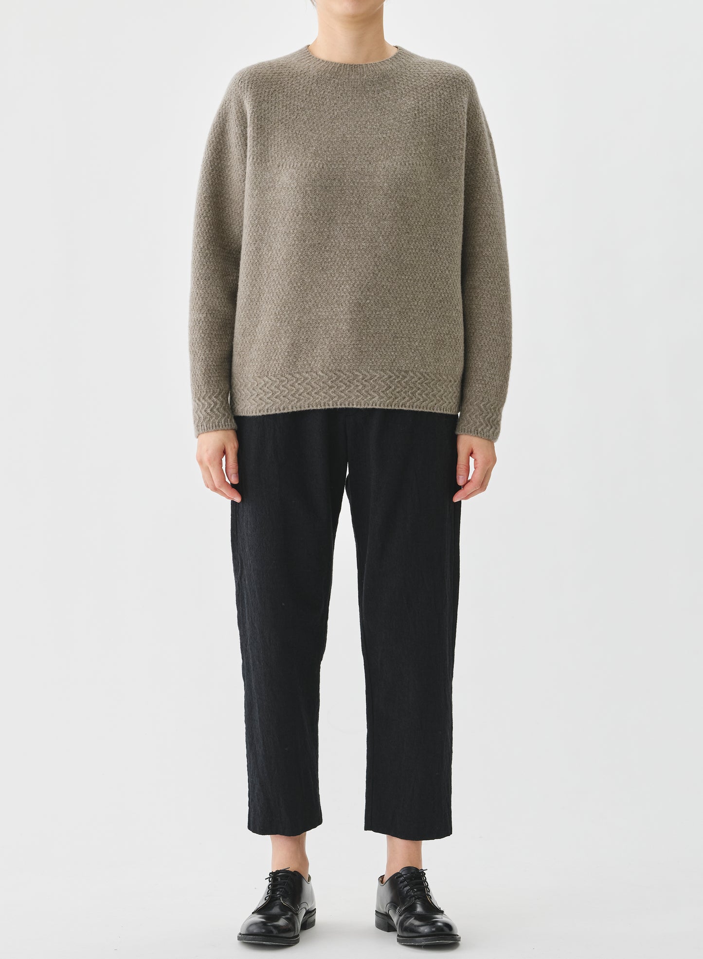 Pas de Calais Cashmere Crew Neck Knit Pullover Greige-Pas De Calais-Thistle Hill