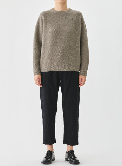 Pas de Calais Cashmere Crew Neck Knit Pullover Greige-Pas De Calais-Thistle Hill