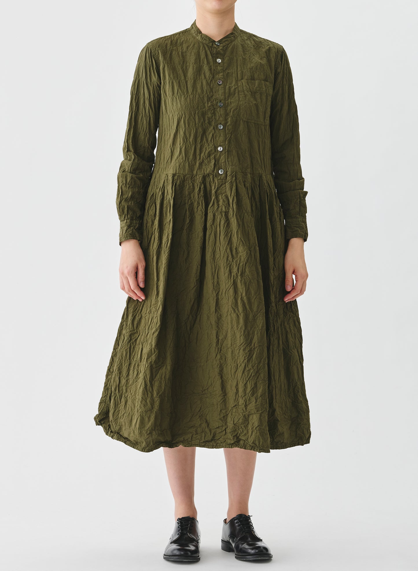 Pas de Calais Classic Crinkle Cotton Dress Khaki-Pas De Calais-Thistle Hill