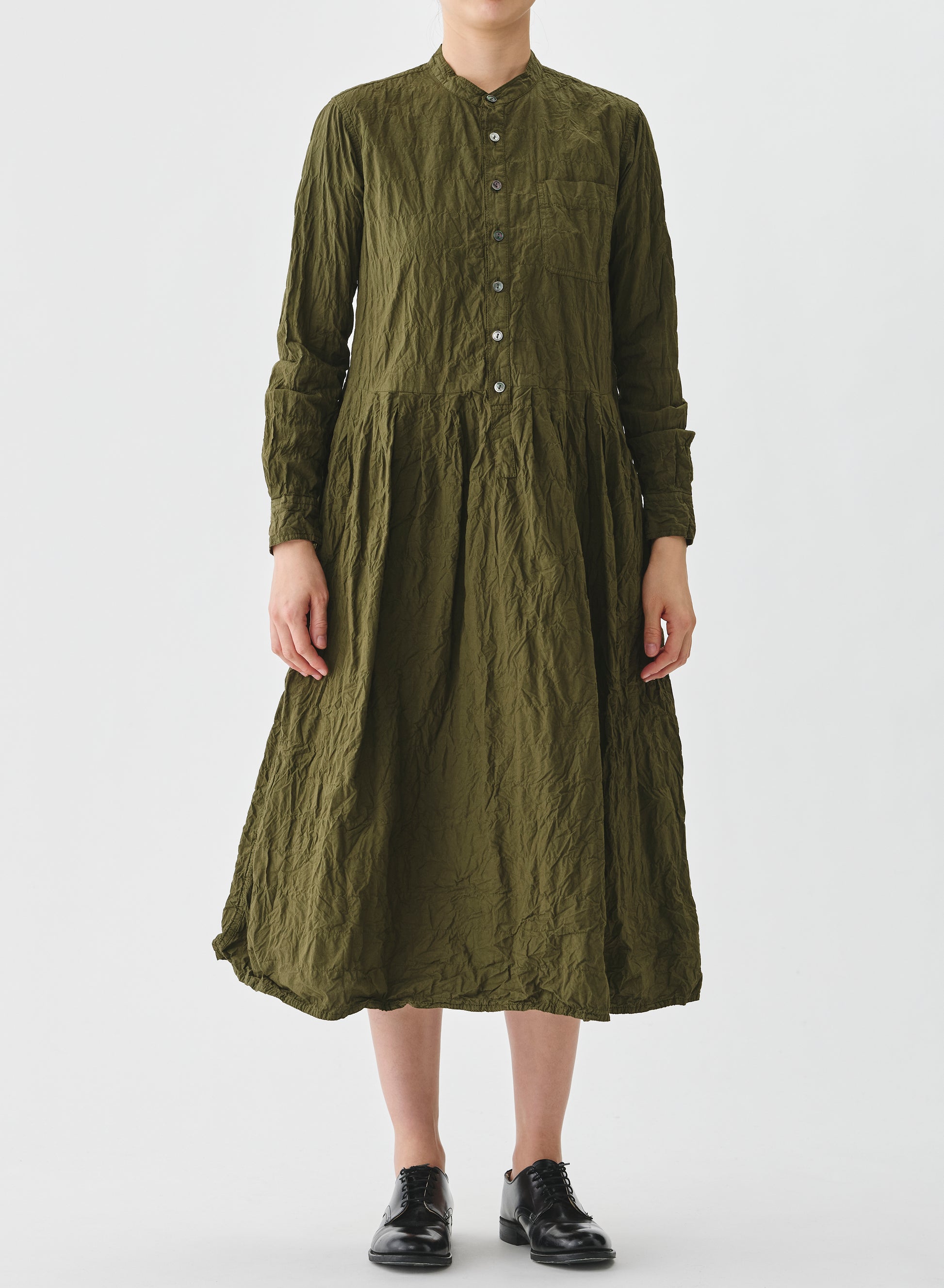 Pas de Calais Classic Crinkle Cotton Dress Khaki-Pas De Calais-Thistle Hill