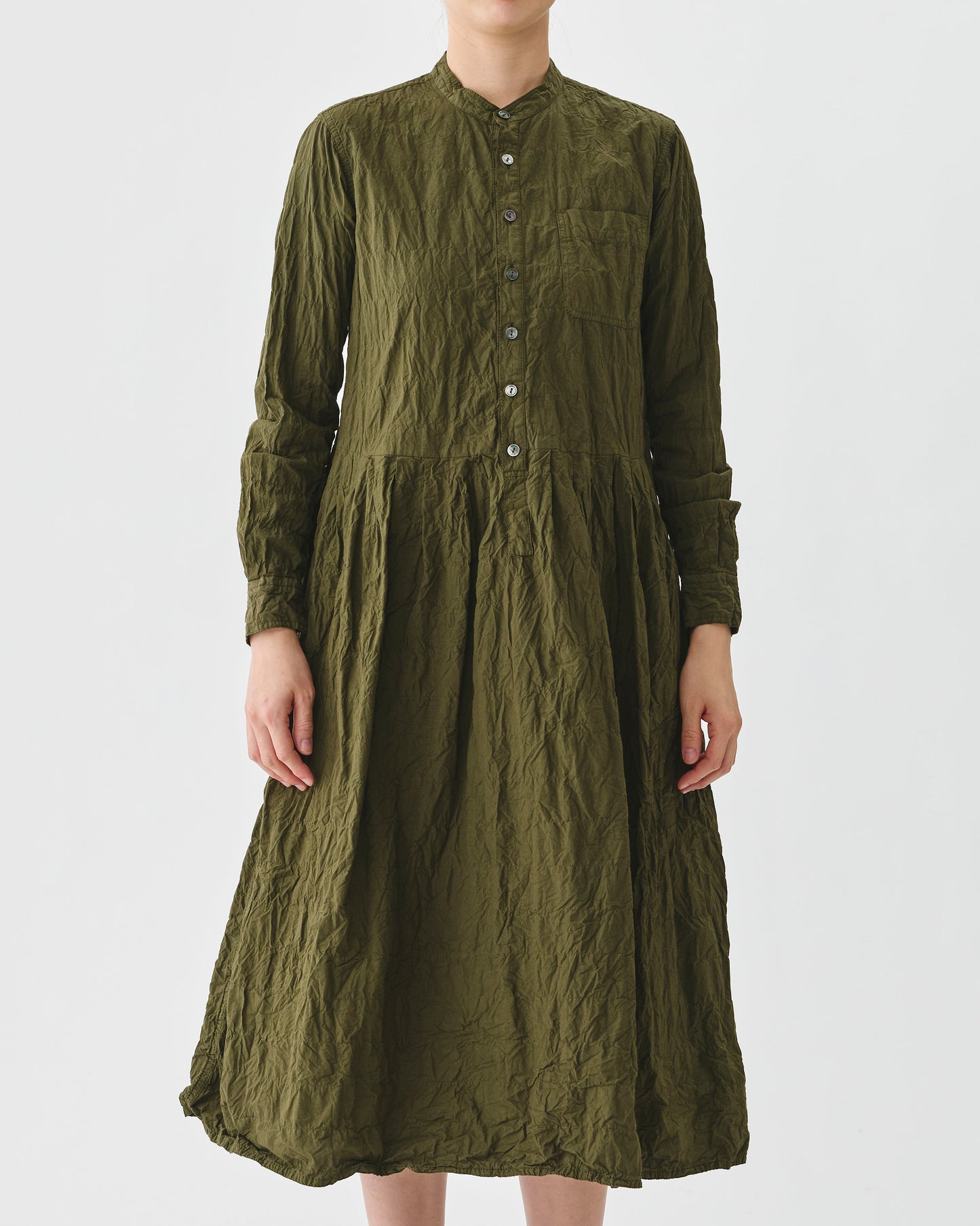 Pas de Calais Classic Crinkle Cotton Dress Khaki-Pas De Calais-Thistle Hill