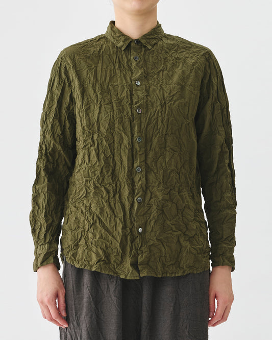 Pas De Calais Classic Crinkle Cotton Blouse Khaki-Pas De Calais-Thistle Hill